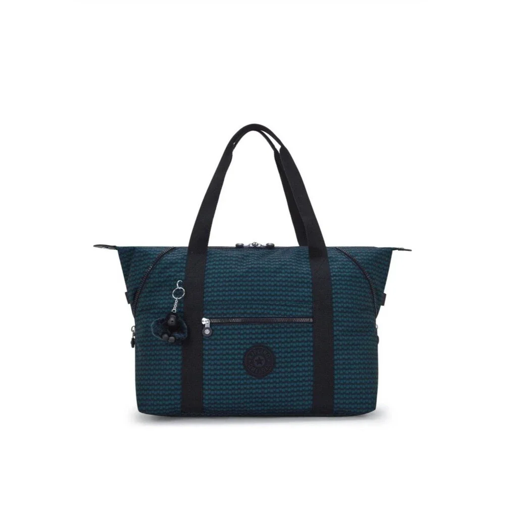 Kipling Art Medium Printed Tote Bag Navy Patterned Travel Tote with Luggage Slee